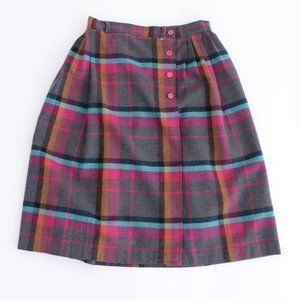 Vintage  Multi-Colour Plaid A-Line High Waisted Skirt